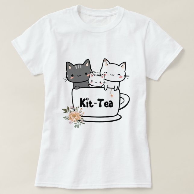 T-shirt Kit Tea Funny Kitty Cat Lover Cadeaux de famille e (Design devant)