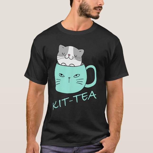 T-shirt Kit Thé Chat Cute Et Chat 4 (Devant)