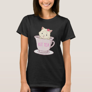 T-shirt Kit Thé Cute Et Chat Kitty Sarcastique