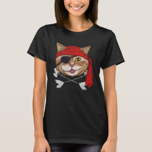 T-shirt Kit Vintage Chat Pirate Fun Kitty Os Croisés Hallo