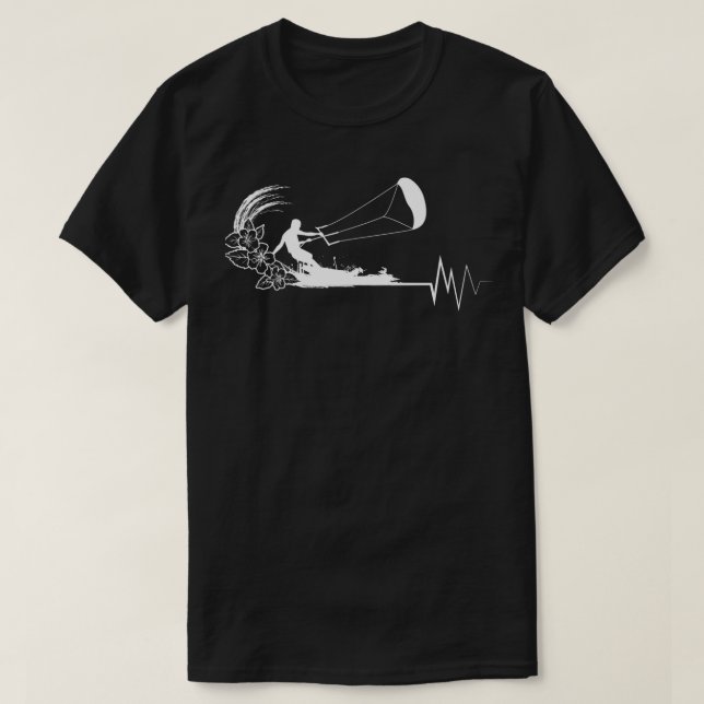 T-shirt Kite Heartbeat Kite Kite Surfing EKG Pulse (Design devant)