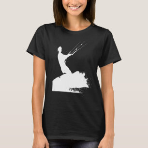 T-shirt Kiteboarder Riding A Wave White Silhouette