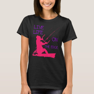 T-shirt Kitesurfer Riding A Wave Live Life On The Edge Pin