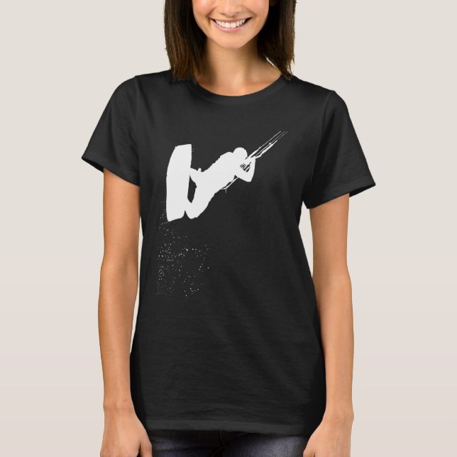 T-shirt Kitesurfing Action Kite And Surf Silhouette White (Devant)