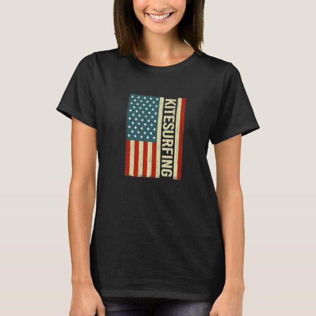 T-shirt Kitesurfing kiter USA Flag Kiteboarding Kitesurf f (Devant)