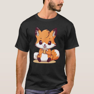 T-shirt Kitsune Fox et Cupcake Cute Design 1