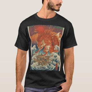T-shirt Kitsune Solaire au-Dessus des Vagues