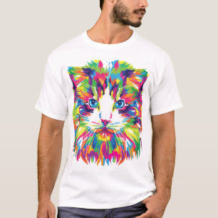 T-shirt Kitten Chat Visage Prismatique Design-21908