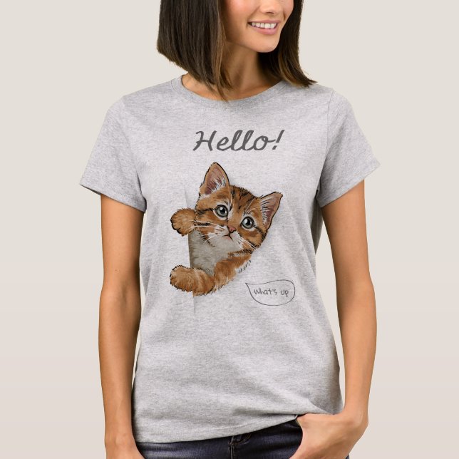 T-shirt Kitten mignon, Hello What's Up ? (Devant)
