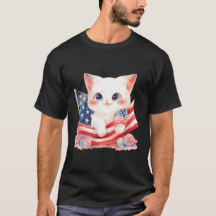 T-shirt Kitten Patriotique 4 juillet Fête de l'Indépendanc
