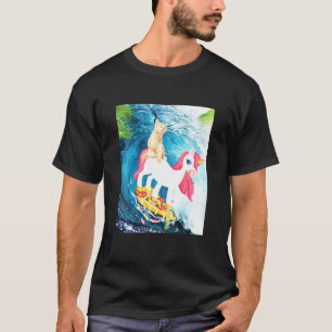 T-shirt Kitty Chat Surf Pizza Chats Riding Unicorn Animal