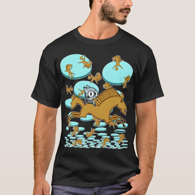 T-shirt Kitty dans le ciel avec des chevaux ! (Devant)