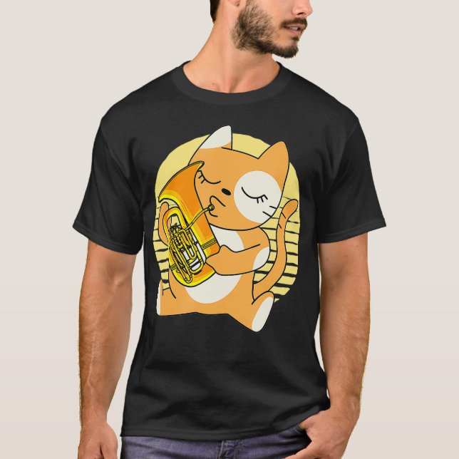 T-shirt Kitty Jouer Euphonium Instrument musicien animal d (Devant)