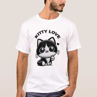T-shirt Kitty Love: Noir Cute Kitten