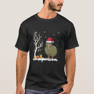 T-shirt Kiwi Bird Santa Hat Festif Arbre Lumière Noël P