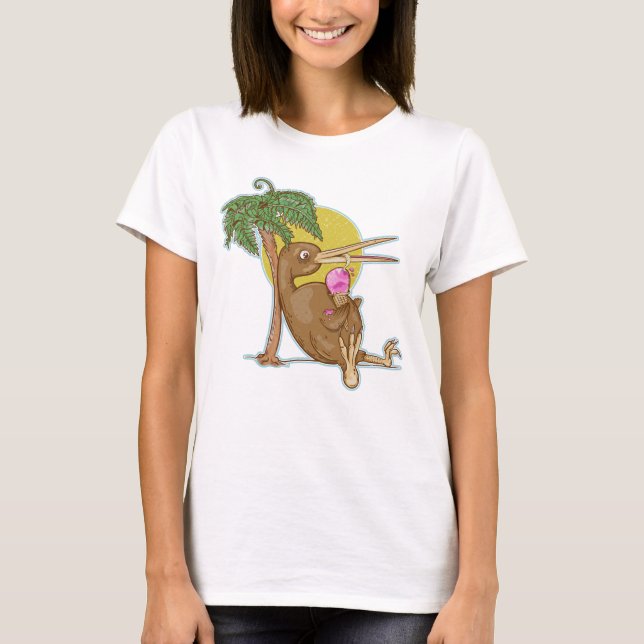 T-shirt Kiwi mangeant une crème glacée (Devant)