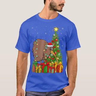 T-shirt Kiwi Oiseau Éclairage Xmas Arbre Santa Hat Kiwi Ch