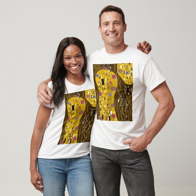 T-shirt Klimt Inspiré Or Motif Art Nouveau Le Baiser (Unisexe)