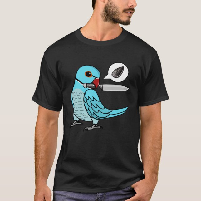 T-shirt Knife Parrot veut des graines I Blue Indian Ringne (Devant)