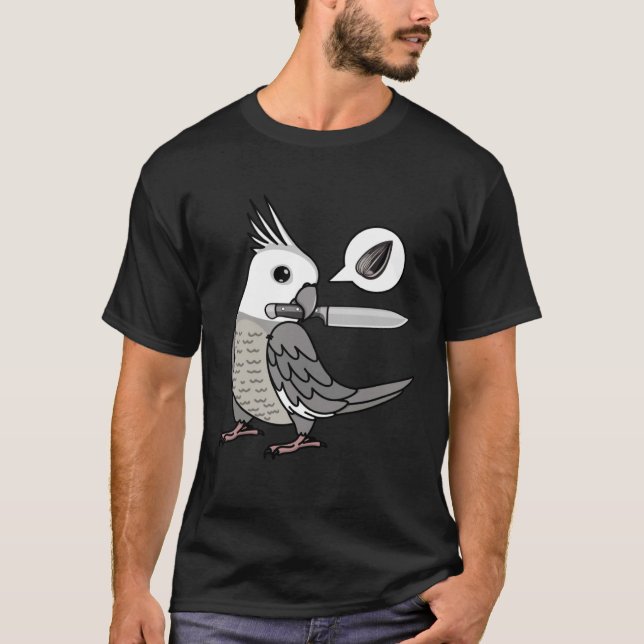 T-shirt Knife Parrot veut des graines I White face Grey Co (Devant)