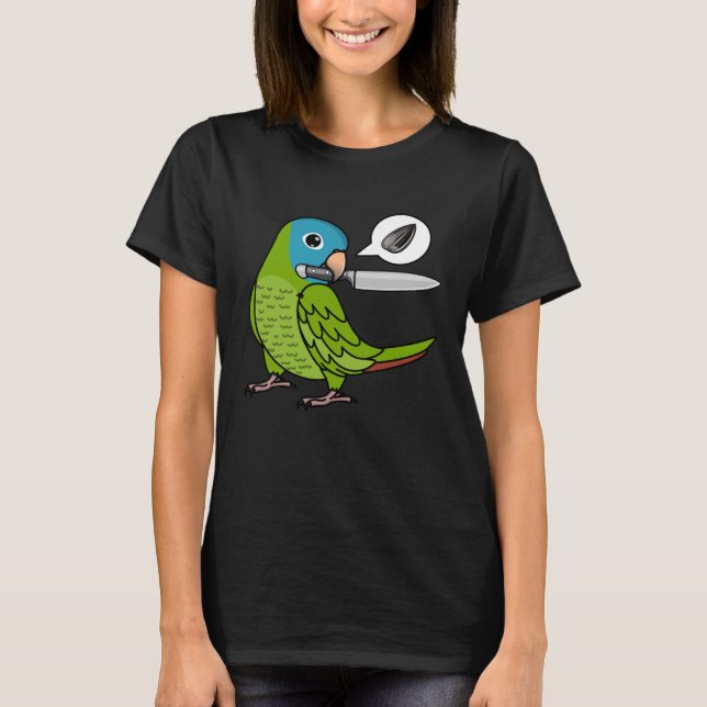 T-shirt Knife Parrot Wants Seeds I Blue crowned Conure (Devant)