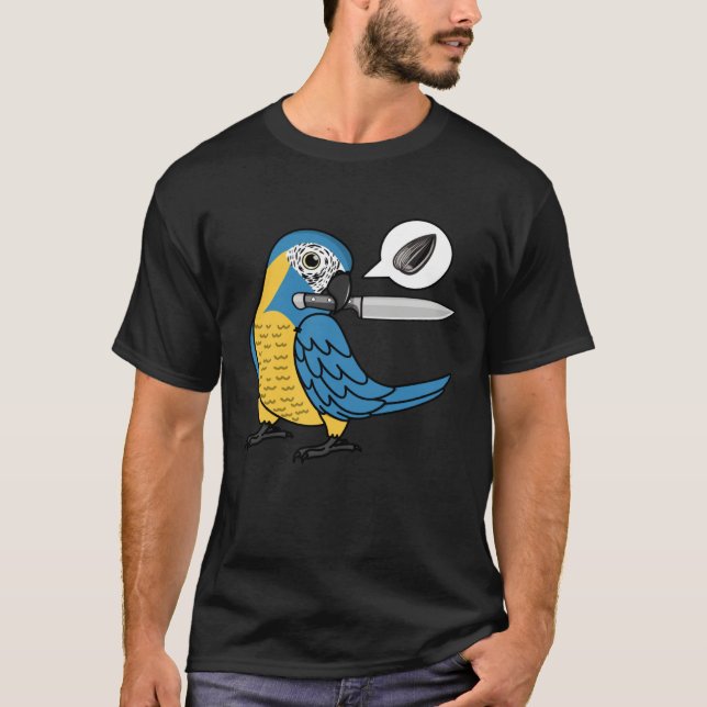 T-shirt Knife Parrot Wants Seeds I Blue throated Macaw (Devant)