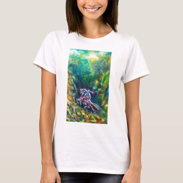 T-SHIRT KNIGHT LANCELOT, CHEVAL EN FORÊT VERTE (Devant)