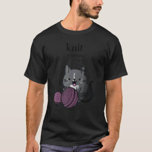T-shirt Knit Happens  Tricot Chat Smoking et Laine