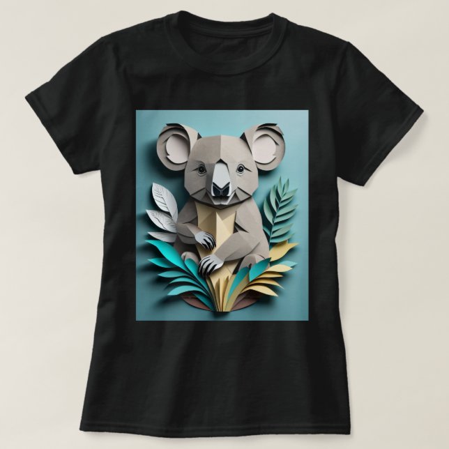 T-shirt Koala 3D Paper Art Design (Design devant)
