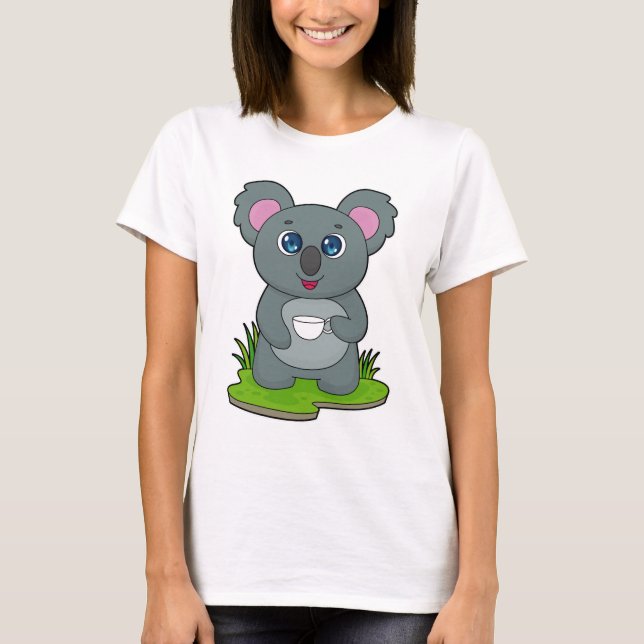 T-shirt Koala avec tasse de café (Devant)