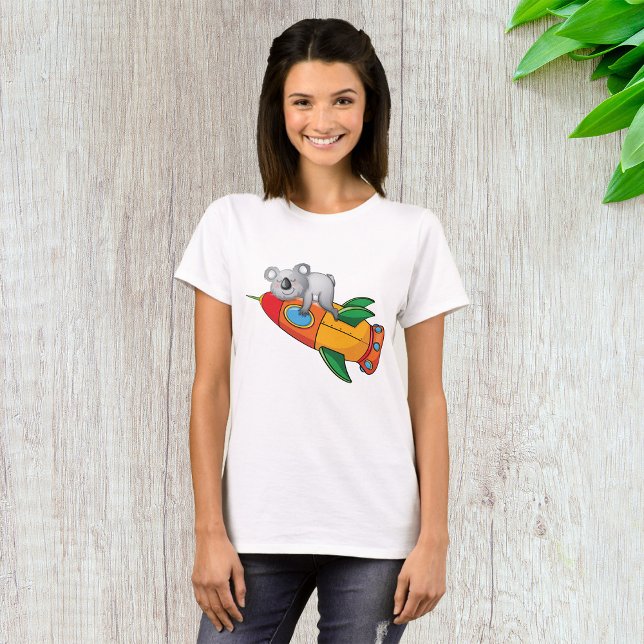 T-shirt Koala dormant sur une fusée colorée (Créateur téléchargé)