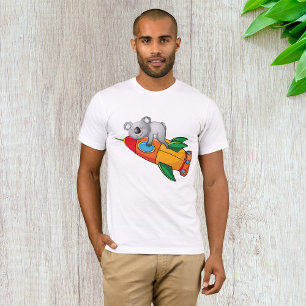 T-shirt Koala dormant sur une fusée colorée