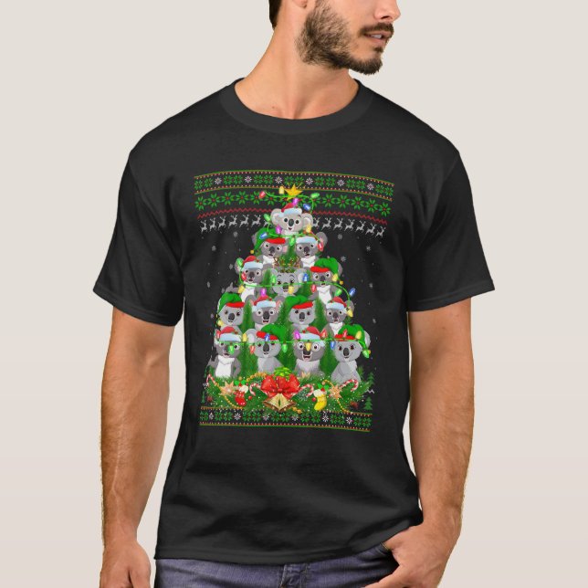 T-shirt Koala Xmas Éclairage Arbre Père Noël Koala Noël la (Devant)