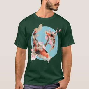 T-shirt Koi Carp Poisson Fleurs de cerises Sakura japonais