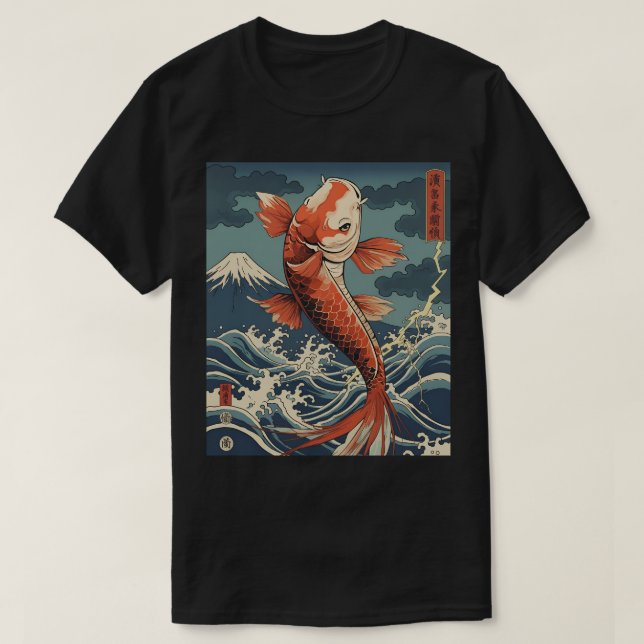 T-shirt Koi Fish Rising - Ocean Spirit (Design devant)