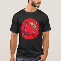 koi fish ying yang avec drapeau japonais tee - shi