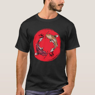 T-shirt koi fish ying yang avec drapeau japonais tee - shi