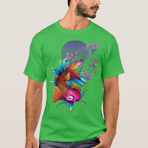 T-shirt Koi Japonais Poisson Fleur de cerisier Nishikigoi