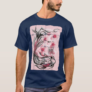 T-shirt Koi Poisson Japonais Sakura Cerry Blossom Graphiqu