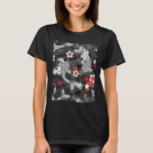 T-shirt Koi sakura fleurit en noir