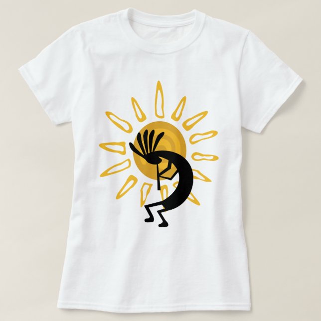 T-shirt Kokopelli Gold Sun Ladies Basic (Design devant)
