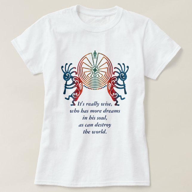 T-shirt KOKOPELLI/HOMME DANS LE LABYRINTHE + votre texte (Design devant)
