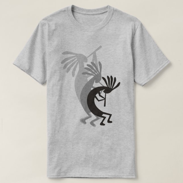 T-shirt Kokopelli Obtient De La Musique Mens Grey Basic (Design devant)