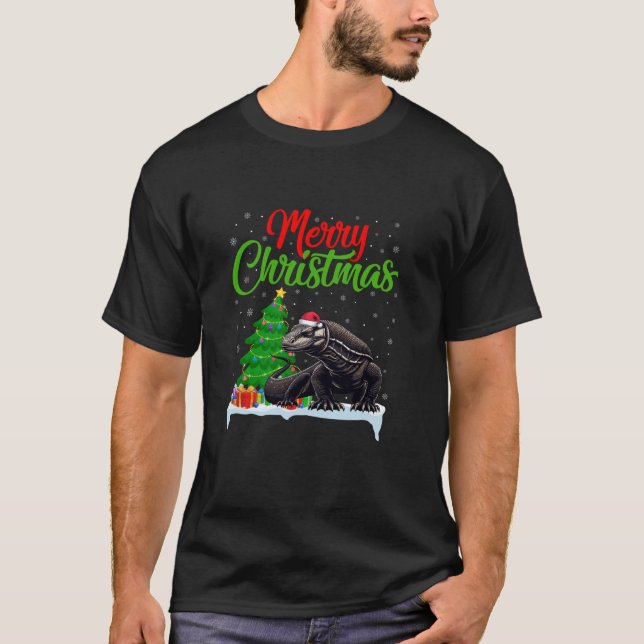 T-shirt Komodo Dragon Feux de Noël Noël Noël Komodo Dr. (Devant)