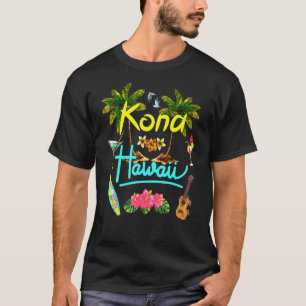 T-shirt Kona Hawaii Beach Summer Palm Surf Sun Set Palm Tr