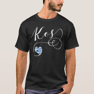 T-shirt Kos Coeur Dans Le Drapeau, Grèce, I Love Kos, Cos 