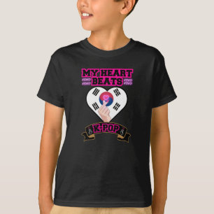 T-shirt KPop Heart Corée Drapeau Symbole main Design de mu