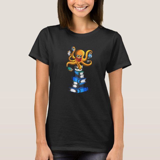 T-shirt Kraken Aime Les Livres De Magazines Et Boissons De (Devant)
