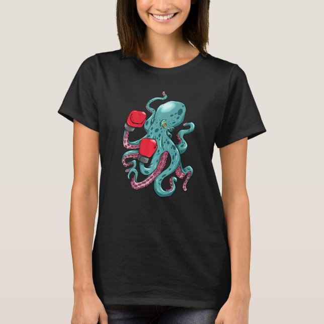 T-shirt Kraken Octopus Gants de boxe sous-marine Océan Cre (Devant)