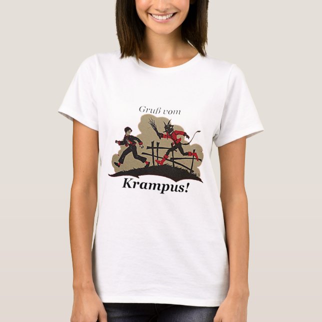 T-shirt Krampus pourchasse l'enfant (Devant)